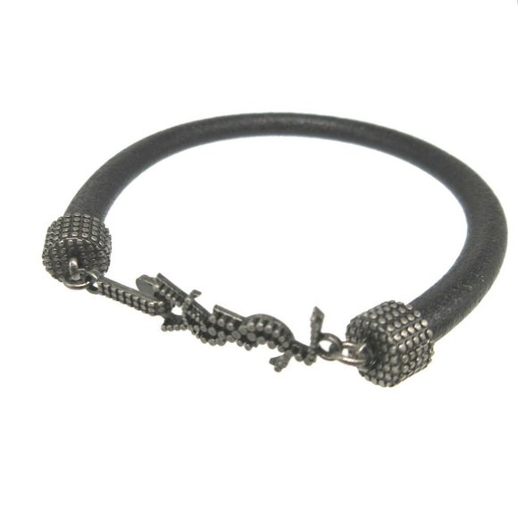 Yves Saint Laurent Saint Laurent Paris Leather Black Bracelet 1380SAINT LAURE...